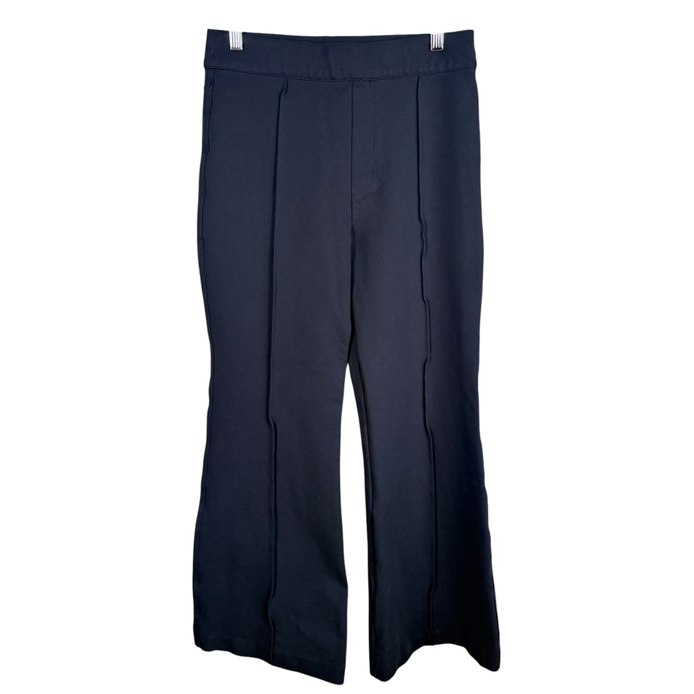 Spanx Perfect Ponte Flare Wide Leg Pant Women M Black Front Seam Pull On Stretch